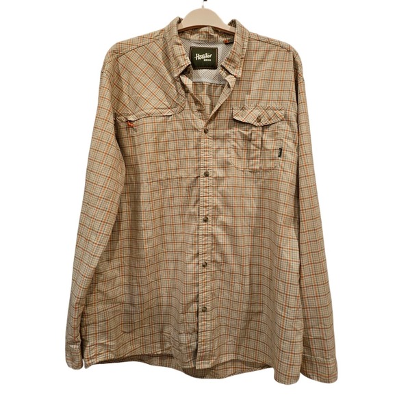 Howler Bros XL Mens Fishing Shirt Plaid Beige Orange Long Sleeve Angler Outdoor - Picture 1 of 7